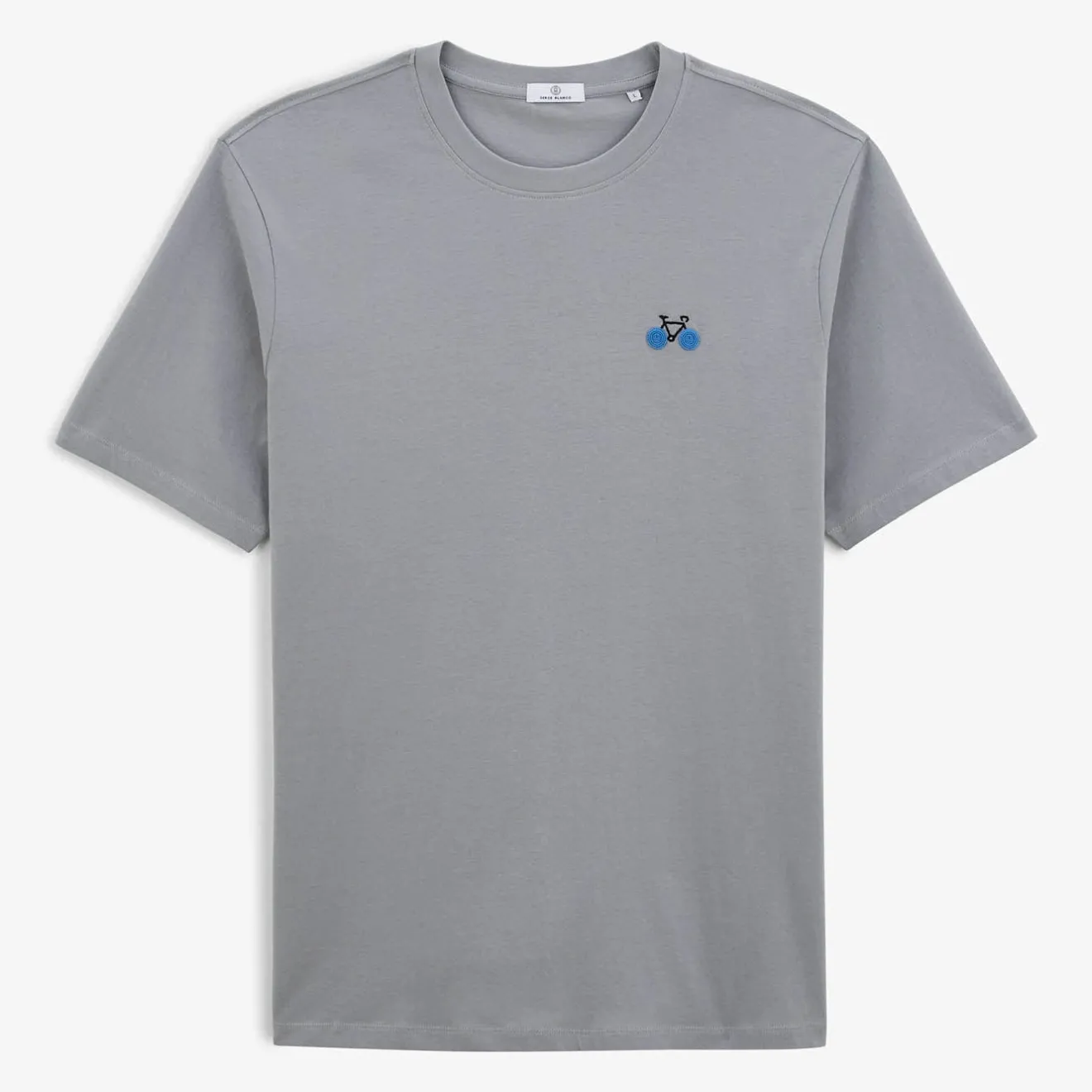 Crazy Logo|T-shirts>SERGE BLANCO Tino T-shirt Bike Embroidery Slate Grey Men | DARK NAVY