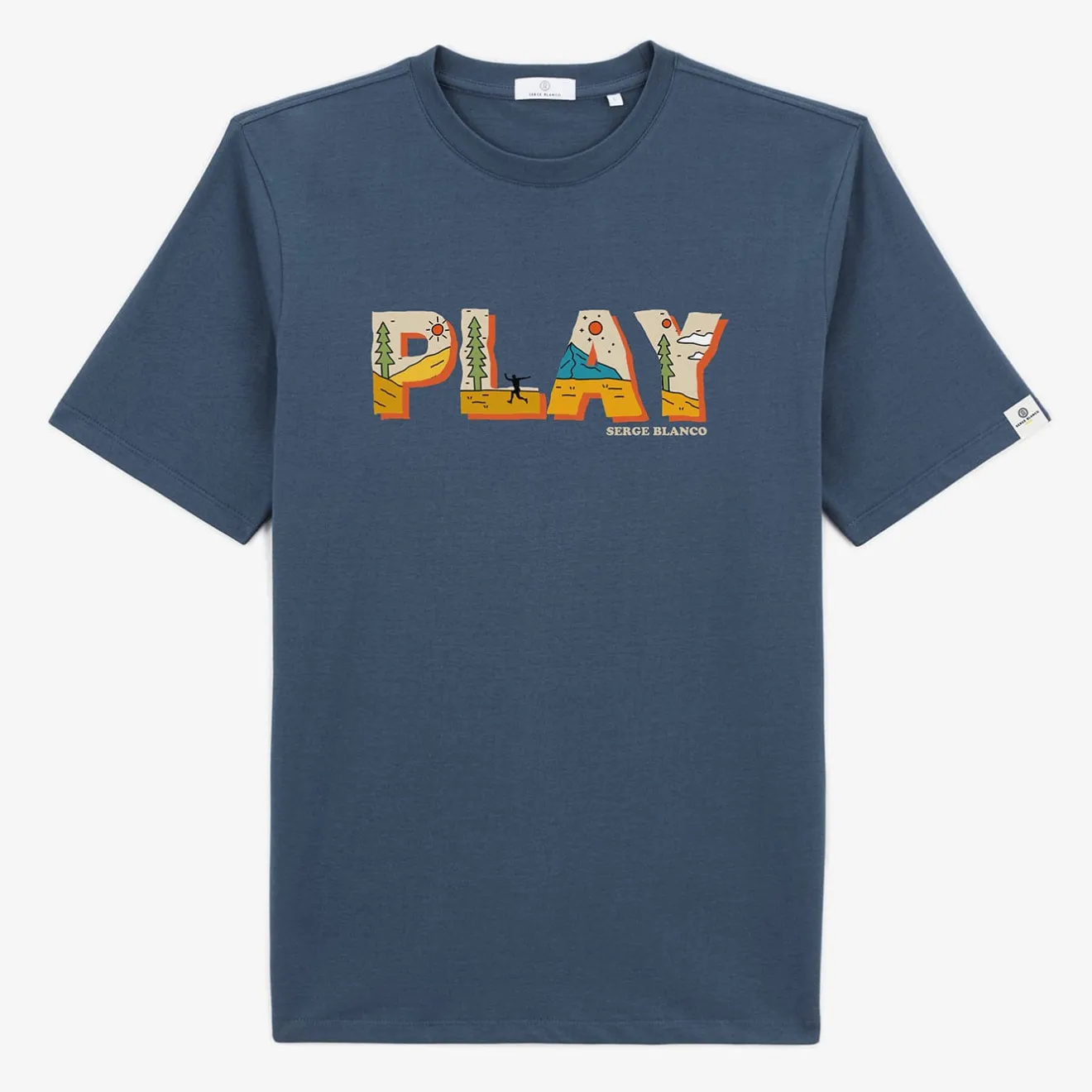 Ligne Play|T-shirts>SERGE BLANCO Todd T-shirt Denim Blue | PERLE