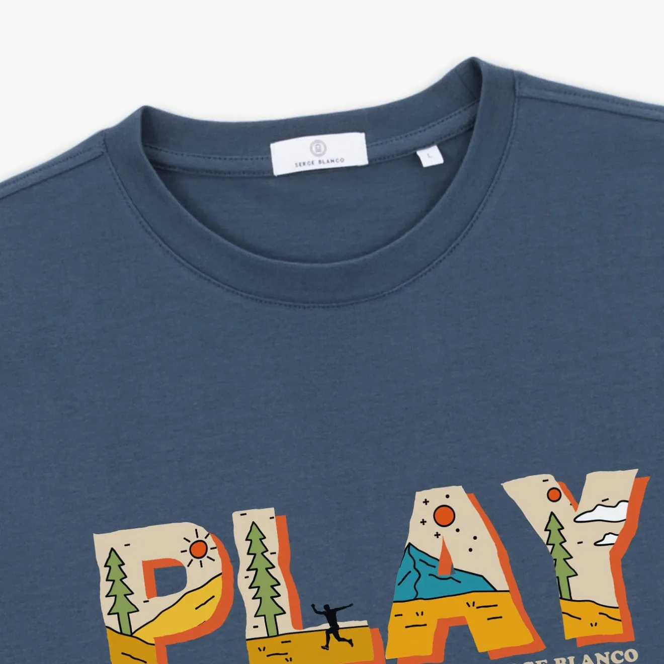 Ligne Play|T-shirts>SERGE BLANCO Todd T-shirt Denim Blue | PERLE