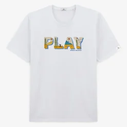 Ligne Play|T-shirts>SERGE BLANCO Todd White Round Neck T-shirt for Men | dark navy