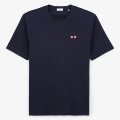 Crazy Logo|T-shirts>SERGE BLANCO Trent T-shirt Embroidery Glasses Navy Blue Men | SKIN