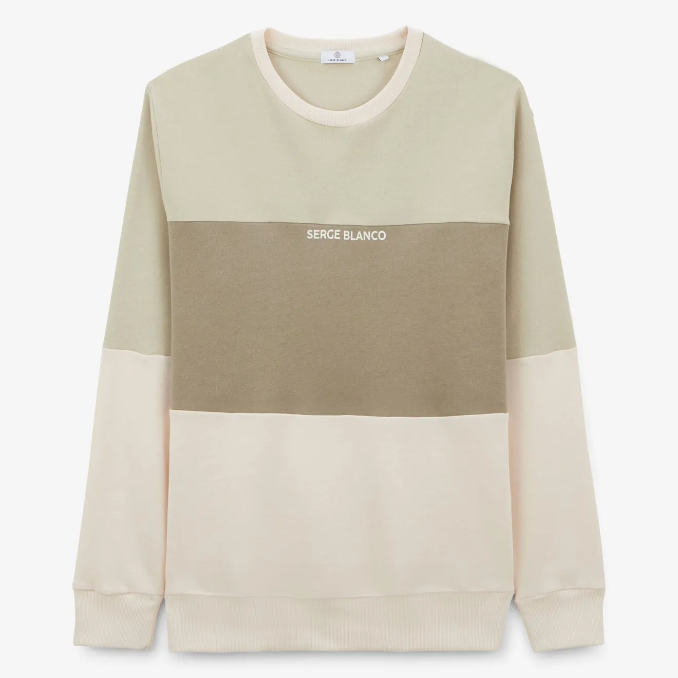 Sweats>SERGE BLANCO Tricolor round neck sweatshirt with cement logo BRONZ