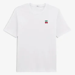 Crazy Logo|T-shirts>SERGE BLANCO Tucker T-shirt Cherry Embroidery White Men | ARDOISE
