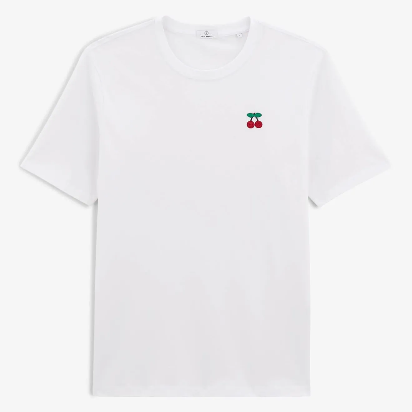 Crazy Logo|T-shirts>SERGE BLANCO Tucker T-shirt Cherry Embroidery White Men | ARDOISE