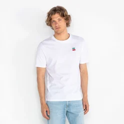 Crazy Logo|T-shirts>SERGE BLANCO Tucker T-shirt Cherry Embroidery White Men | ARDOISE