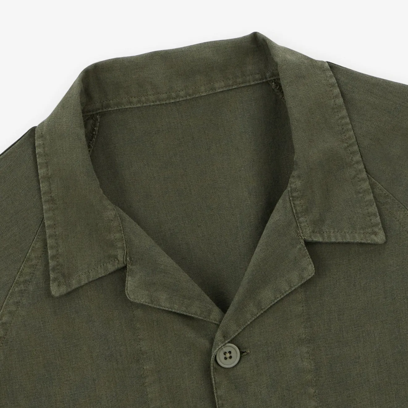 Manteaux & Vestes|Vestes Worker>SERGE BLANCO Wakura worker jacket in teak green linen BLANC