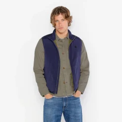 Vestes Worker|Manteaux & Vestes>SERGE BLANCO Wendel worker jacket with teak green herringbone BLEU NUIT