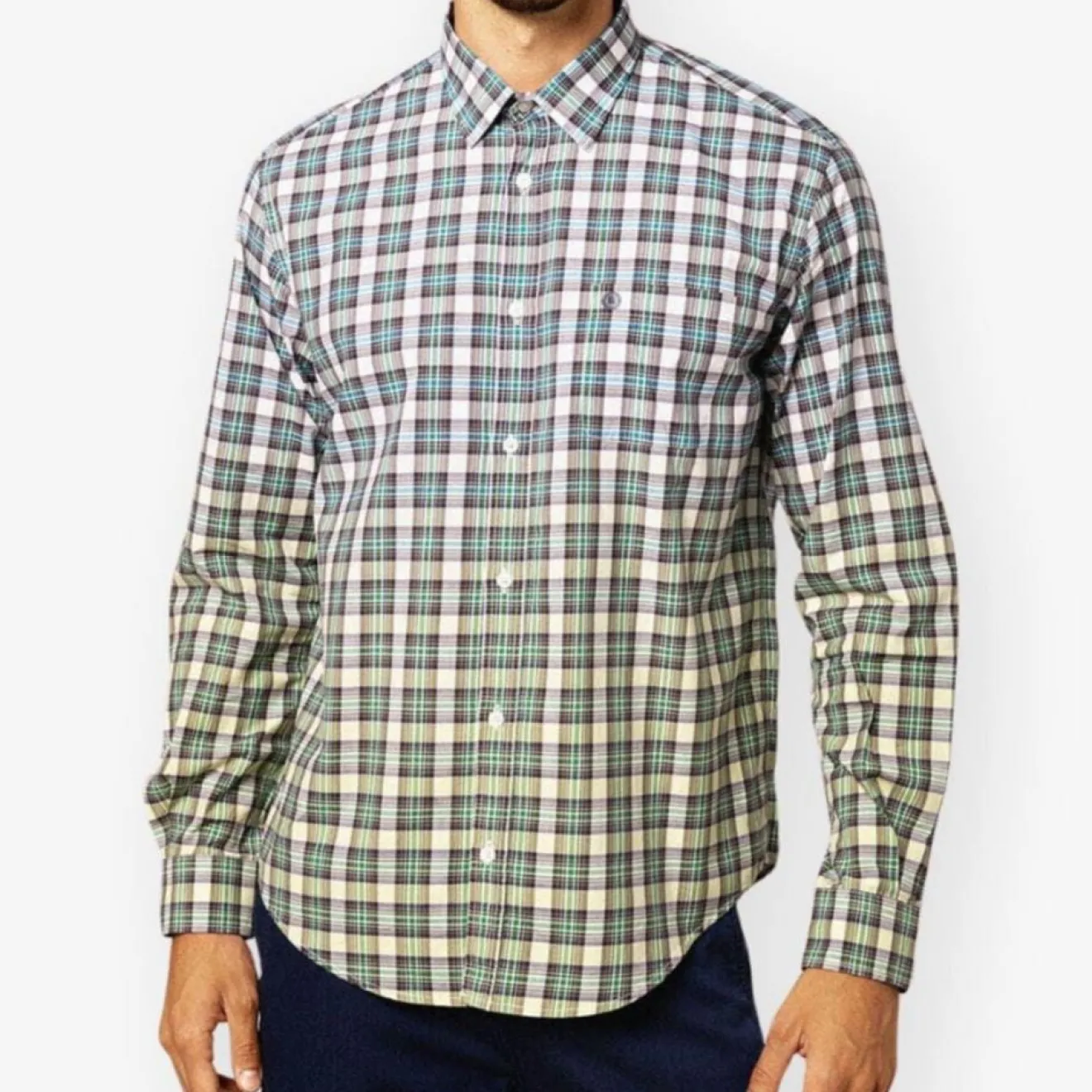 Chemises>SERGE BLANCO Woven Plaid Gradient Long Sleeve Shirt ABRICOT
