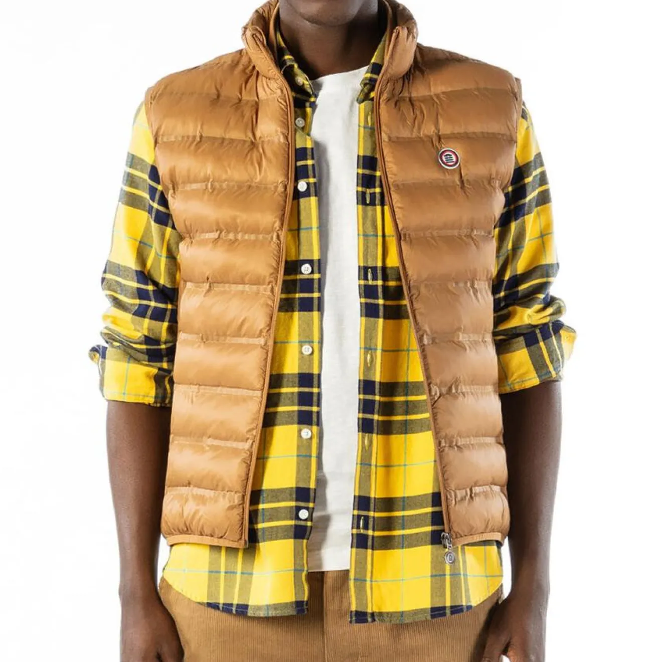 Chemises>SERGE BLANCO Yellow cotton plaid shirt MARINE