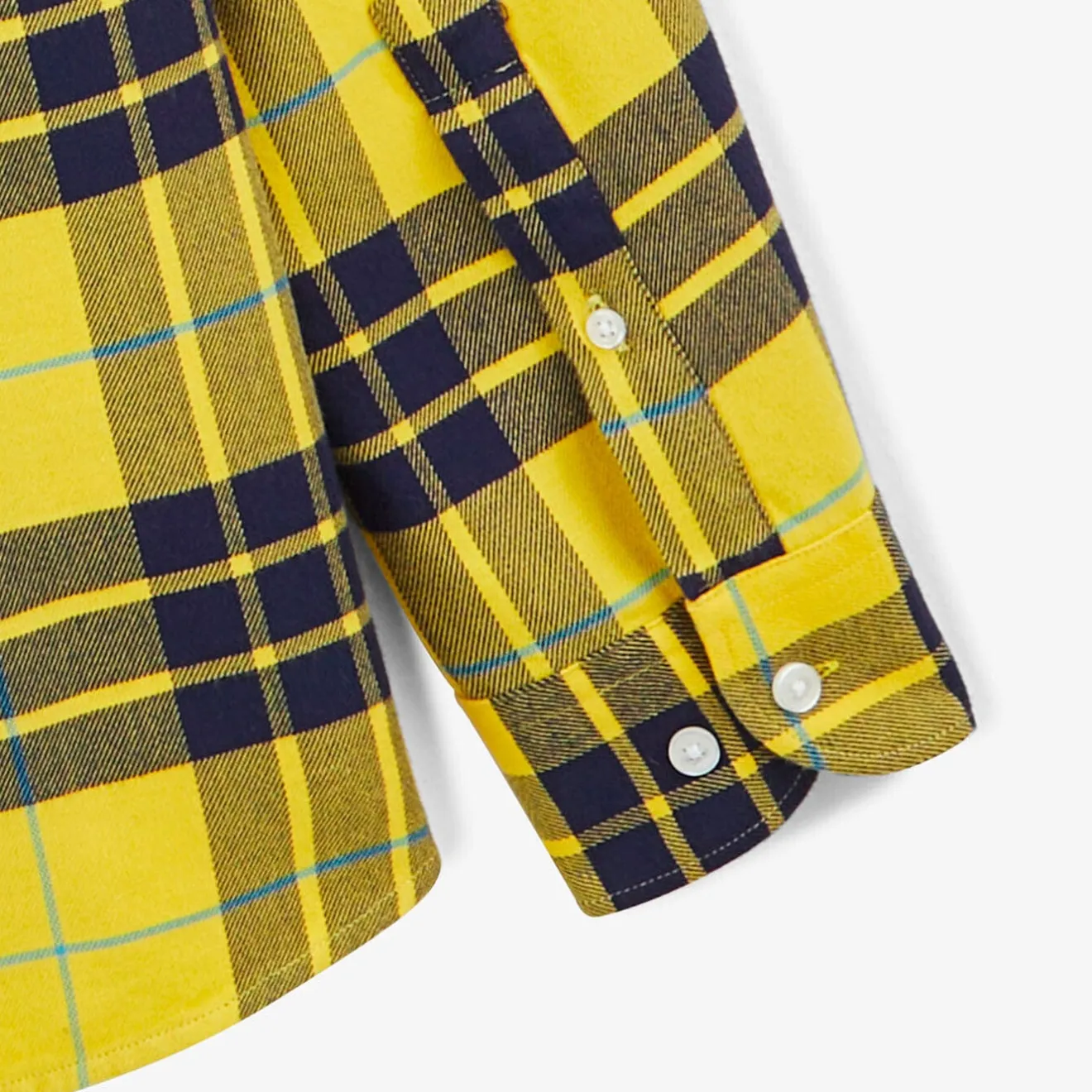 Chemises>SERGE BLANCO Yellow cotton plaid shirt MARINE